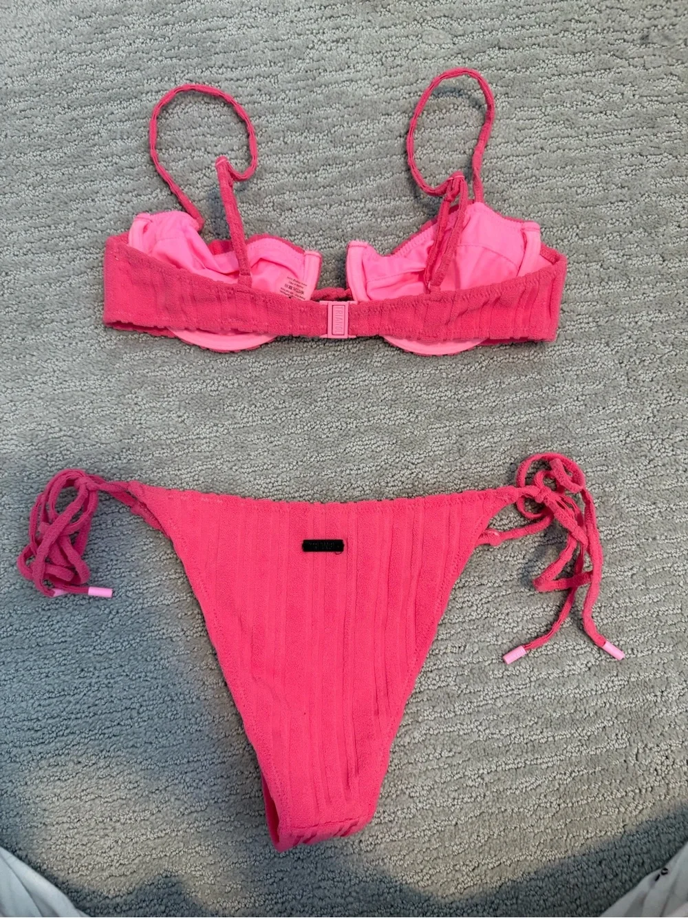 triangl swimwear Hot Pink Ribbed Tie-Side Bikini Set